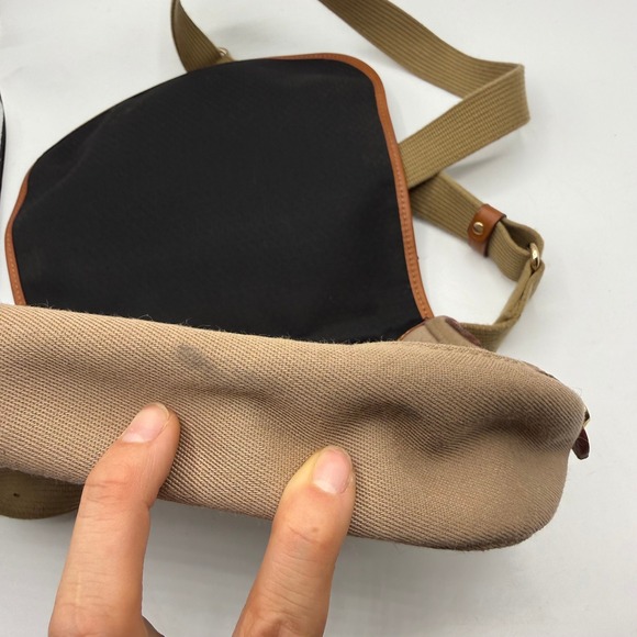 Vintage Dooney & Bourke Messenger Bag Tan Canvas Leather Trim Crossbody Strap - Picture 10 of 15